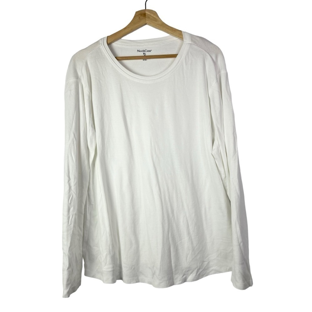 Northcrest White Crewneck Long‎ Sleeve T-Shirt XL